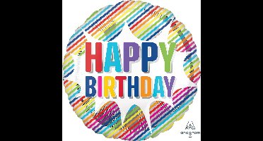 Amscan Folieballon Happy Birthday Striped Burst 43 Cm