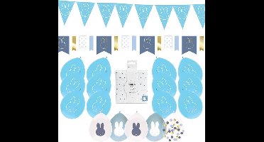 Geboorte Nijntje Blauw Feestpakket - Geboorte Versiering Decoratie - Ballonnen, Slingers En Servetten