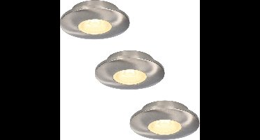 3x HOFTRONIC Pavo - Platte inbouwspot - LED - Rond zaagmaat 53mm - RVS - Dimbaar - Zeer lage inbouwdiepte 12mm - 3 Watt - 260 lumen - 230V - 2700K Extra warm wit - Plafondspots - Dunne inbouwspot voor badkamer en buiten - 5 jaar garantie