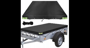 Afdekzeil Aanhanger - Zwart - 214 x 122 cm - met Koord - Waterdicht, Winddicht, Scheurvast