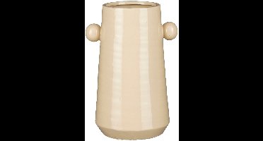 Mica Decorations Melle Vaas Beige - Uniek Design met Strepen & Knopjes