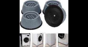 4 stuks Antivibratiepad voor wasmachine - antislip, schokabsorberend en geluidsdempend - schokabsorberende pad voor droger - antislipvoetjes voor apparaten - 8,8*8,8*3,8 cm - voor stabiel gebruik van huishoudelijke wasmachines en drogers - grijs