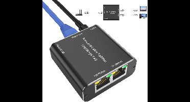 YOUTINGHDAV LAN-splitter 1 op 2, 1000 Mbps RJ45 netwerk switch 2-poorts ethernet splitter, RJ45 Gigabit Switch CAT5 CAT5E CAT6 CAT7 voor pc, laptop, hub, switch, router, settop box, digitale tv