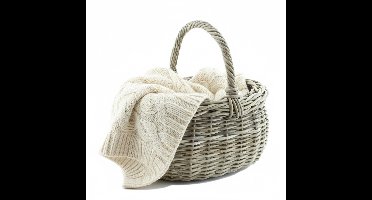 Van der Leeden Picknickmand - grijs/bruin - 50 x 40 x 45 cm - rotan - gevlochten riet - hengselmand
