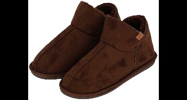 Apollo heren sloffen - instappers - bruin - suede look - hoog model - pantoffels - harde zool 45-46