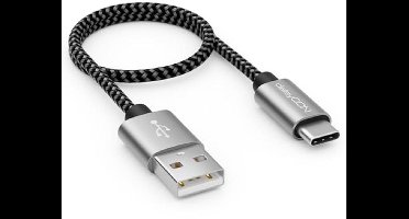 Korte Nylon USB-C Kabel 30cm - Oplaad- en Datakabel voor Smartphones en Tablets