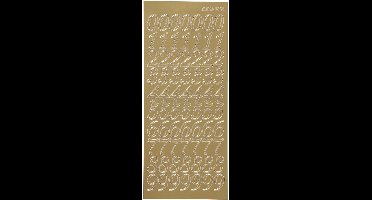 Stickers, cijfers, vel 10x23 cm, goud, 1 vel
