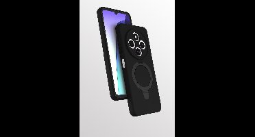 Hoesje Geschikt voor Xiaomi Redmi 14C hoesje zacht siliconen Zwart - Liquid Backcover ring hoesje Geschikt voor Magsafe