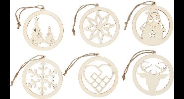 Kerstornamenten - Kerstdecoratie - Triplex Kerstversiering - Houten Kerstornamenten - Kerstboomdecoratie - 144 Stuks - 8 cm - Dikte 0,3 cm