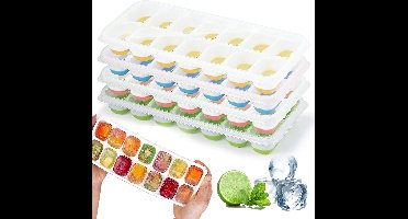 4-pack Siliconen IJsblokjesvormen met Deksel voor Vierkante Blokjes