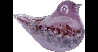 Van Manen glazen sculptuur vogel paars decoratie 13x7,5x8cm.