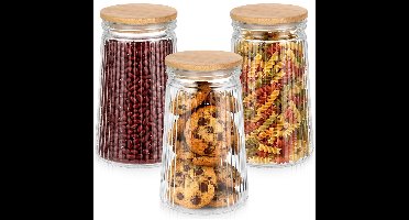 Voorraadpotten Glas met Deksel en Pakking 1 l 3 stuks - Container voor Losse Producten - Keuken - Voedsel - Doos