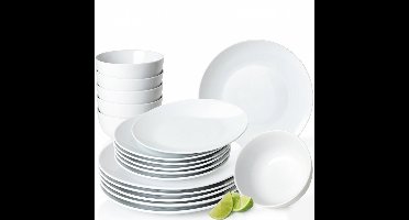 Serviesset 6 Persoons - Serviessets - Bordenset - Chique Bordenset - Porselein - Wit