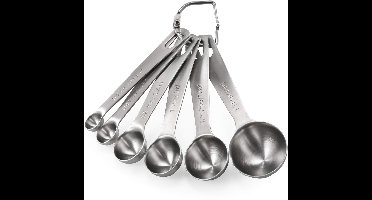 6 set - Lepel - Tafellepels - Kruidenlepel - Koffielepel - Roestvrij staal - Rond - Maatlepel - Geschikt voor bakken, koken en koffie - Inclusief opbergring - Zilverkleurig