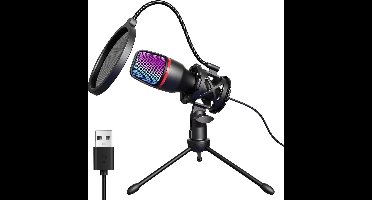 Vitdipy - Microfoon - USB Microfoon - Met standaard - Gaming - Podcast - Voor Pc en console - Standaard - Zwart