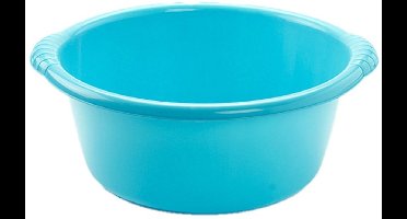 Plasticforte afwasbak teil - Set van 2x stuks - kunststof - rond - 10 liter - blauw - Afmetingen 40 x 38 x 15 cm - Huishouden