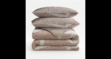 Sleeptime 2 in 1 Dekbed zonder Overtrek Shapes - Dekbed - 240 x 200 cm + 2 x kussenslopen 60x70 - Zand