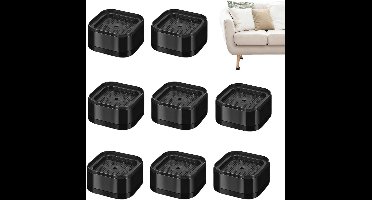 Verstelbare meubelverhogingen voor wasmachines en meubels - stapelbare voetjes, 3,5 cm, zwart, 8 stuks