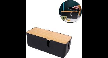 1 stuk - Opberger - Kabelorganizer - Stopcontactorganizer - Voor stekkerblokken en opladers - Met kabelgaten - Bureauorganizer - zwart