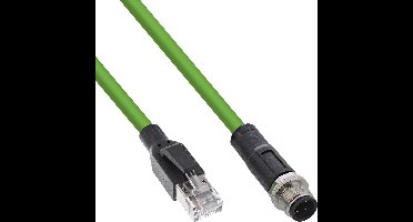 M12 4-pins D-gecodeerd (m) - RJ45 (m) industriële netwerkkabel | CAT5e | PUR | 10 meter