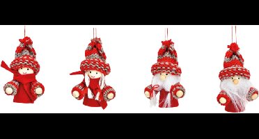 G. Wurm Kersthangers - 4ST - kerstmannetjes - 8 cm - ornamenten