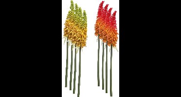 Emerald - Kunstbloem Kniphofia 85cm - Set van 8 - Kunstplant voor binnen