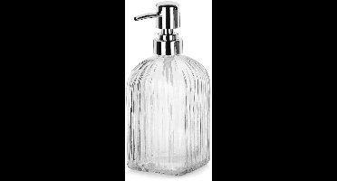 Orion - Glazen Zeepdispenser - 550 ml - Zilver - Transparant