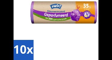 Swirl – Pedaalemmerzakken – Trekband Geparfumeerd Vanille & Lavendel – 35 L – 9 zakken - Bulkverpakking - 10 stuks