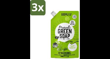 Marcel's Green Soap - Navulling - Afwasmiddel - Basilicum & Vetiver Gras - Plantaardig & duurzaam - 500 ml - Bulkverpakking - 3 stuks
