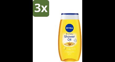 NIVEA - Doucheolie - Natuurlijke Doucheolie - 200 ml - Bulkverpakking - 3 stuks