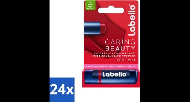 24 x Labello –Lippenbalsem – Caring Beauty Red – 5,5 ml - Lippenbalsem - Verzorging - Kleur - Hydratatie - Intensieve Kleur