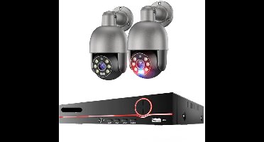Beveiligingscamera Systeem – Camerabewaking – CCTV Camera Set – Bewakingscamera – Inbraakbeveiliging – 2 x 8MP POE Camera’s – Full Color Nachtzicht & Automatische Menselijke Tracking