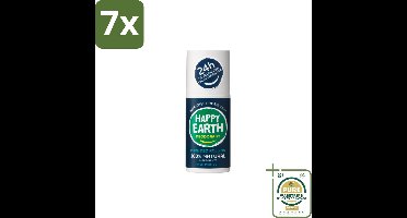 7 x Happy Earth – Deodorant Roll-On – 100% Natuurlijk Men Protect – 75 ml - Grootverpakking - Natuurlijke Deodorant - Mannen Deodorant - Roll-on Deodorant - Geurbeheersing - Huidvriendelijk Deodorant