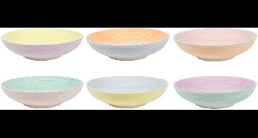 Cookinglife Diepe borden / Pastaborden Pastel Harmony – 6-delig Ø 23 cm – Aardewerk Vaatwasser-, Magnetron- & Ovenbestendig – Frisse Pastelkleuren