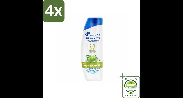 Head & Shoulders - Shampoo - 2-in-1 - Apple Fresh - 100% Roosvrij - 300 ml - Voordeelverpakking - 4 stuks - Anti-Roos Shampoo - Roze Shampoo