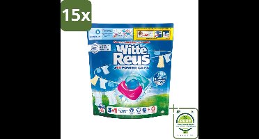 15 x Witte Reus - 3+1 Power Caps - Witte Was - 45 Wasbeurten - Grootverpakking - Wascaps - Wasmiddel - Wit Wasgoed - Lichtgekleurd Wasgoed - Vlekkenverwijderaar