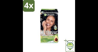 Garnier - Nutrisse Ultra Crème 1 - Haarkleuring - Zwart - Intens Voedend - Permanente Kleur - Voordeelverpakking - 4 stuks - Haarverf - Permanente haarkleur