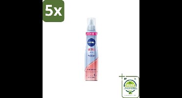 5 x NIVEA - Stylingschuim - Ultra Sterk - Betrouwbaar Volume - 48 Uur Flexibele Fixatie - 150 ml - Grootverpakking - Haarstyling Mousse - Sterke Fixatie - Volume - Macadamia Olie - Hittebescherming