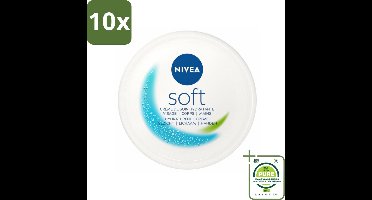 10 x NIVEA - Crème - Zachte Pot - Hydraterend - Gezicht, Lichaam, Handen - 200 ml - Grootverpakking - NIVEA Soft - Hydraterende Crème - Gezichtscrème - Lijfcrème - Vitamine E