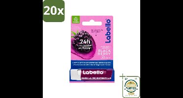 20 x Labello – Lippenbalsem – Blackberry Shine – Lippenbalsem – Shea Boter & Jojoba Olie – 5,5 ml - Grootverpakking - Lippenbalsem - Hydratatie - Shea Boter - Jojoba Olie - Glans