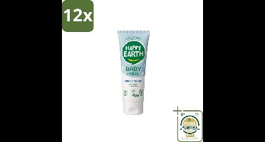 Happy Earth – Diaper Cream – 100% Natuurlijk Baby & Kids – 75 ml - Voordeelverpakking - 12 stuks - Zachte babyhuid - Zinkoxide crème