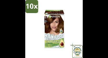 10 x Garnier - Nutrisse Ultra Crème 4.3 - Haarkleuring - Goudbruin - Intens Voedend - Permanente Kleur - Grootverpakking - Haarkleur - Goudbruin - Haarverf - Voedende Haarverf - Permanente Haarverf
