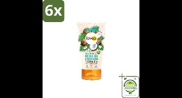 Lovea – Body Scrub – Biologische Kokos – Natuurlijke exfoliatie – 150 ml - Voordeelverpakking - 6 stuks - Biologische kokos scrub - Huid verzorging