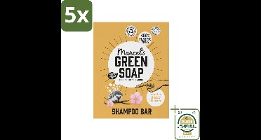 5 x Marcel's Green Soap - Shampoobar - Vanilla & Cherry Blossom - Versterkt & verzorgt - 90 gr - Grootverpakking - Shampoobar - Natuurlijke Shampoo - Sulfaatvrije Shampoo - Biologisch Afbreekbaar - Vegan Shampoo