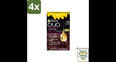 Garnier - Olia 4.62 - Haarkleuring - Donker Granaatrood - Zonder Ammoniak - Permanente Kleur - Voordeelverpakking - 4 stuks - Garnier Olia - Donkere haarkleur
