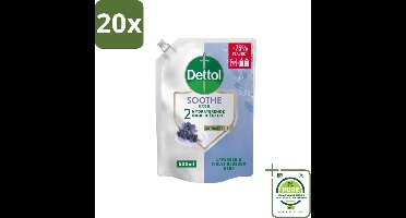 20 x Dettol - Handzeep Navulling - Soothe - Lavendel & Vioolbloesem - 500 ml - Grootverpakking - Handzeep Navulling - Lavendel - Vioolbloesem - Antibacterieel - Hydraterend