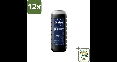 NIVEA MEN - Douchegel - Deep Clean 3-in-1 - 500 ml - Voordeelverpakking - 12 stuks - Douchegel - Lichaam reinigen