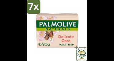 7 x Palmolive Tabletzeep Naturals Amandel Melk 4x 90 gr - Grootverpakking - Gevoelige Huid - Natuurlijke Zeep - Toiletzeep - Zeeptablet - Huidverzorging
