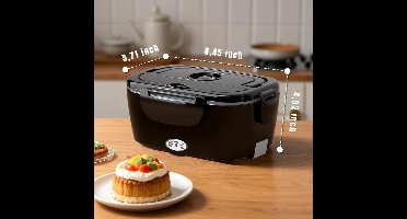 RVV® Elektrische Lunchbox - Lunchbox Elektrisch - Broodtrommel Elektrisch - 3 in 1 - 1.5L- Zwart- 24cm x 15cm x 12cm