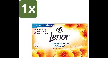 1 x Lenor - Droogtrommeldoekjes - Zomerbries - Summer Breeze - 34 Doekjes - Droogtrommeldoekjes - Zomerse Geur - Statische Elektriciteit - Droogtrommel - Kleding Geur